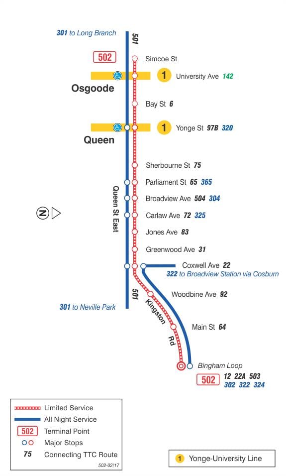 מפת חשמלית קו 502 Downtowner