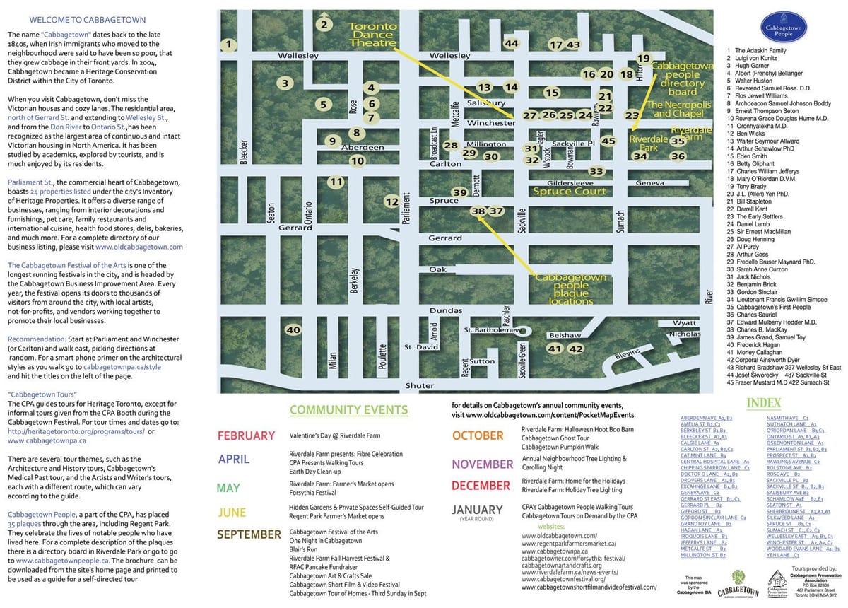 מפה של Cabbagetown אירועים טורונטו