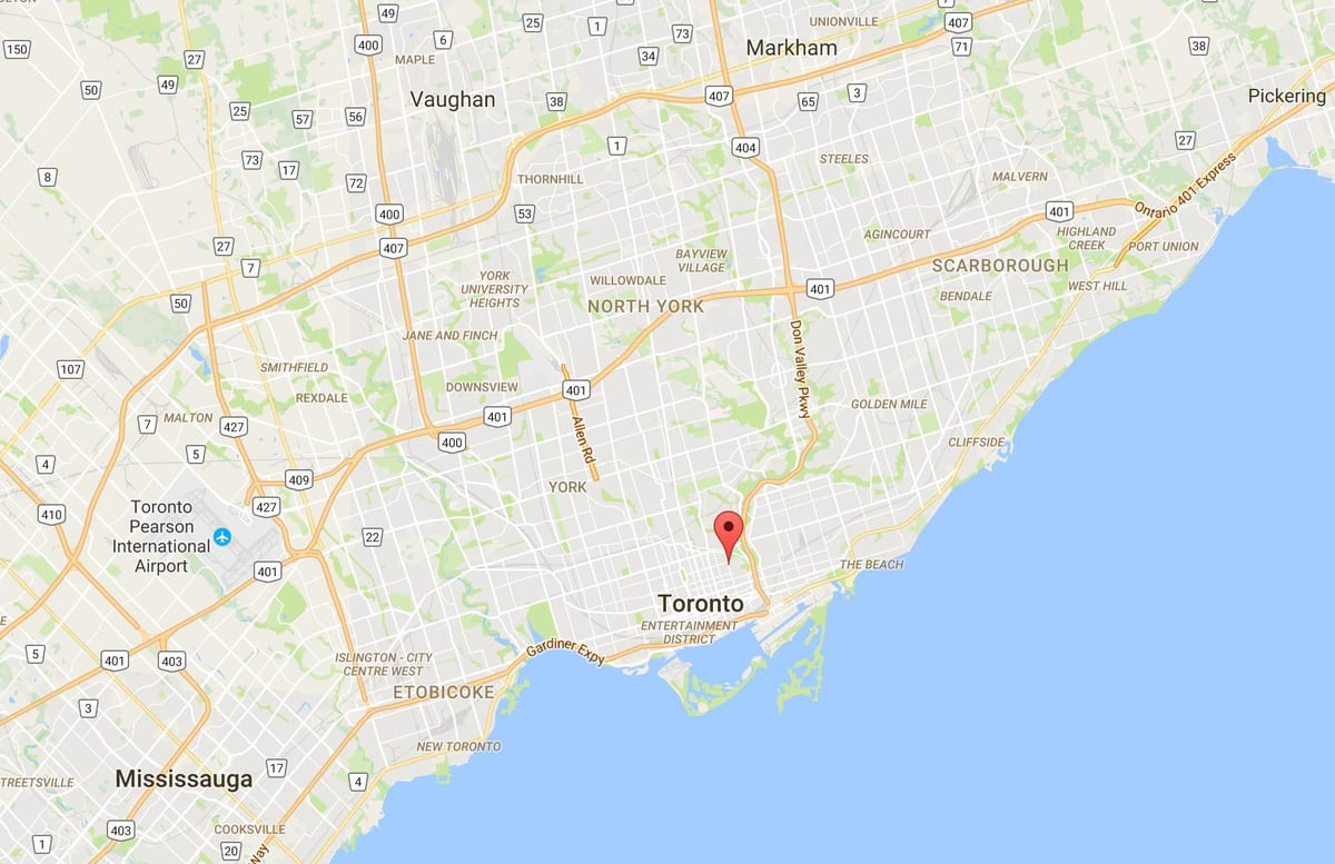מפה של Cabbagetown מחוז טורונטו