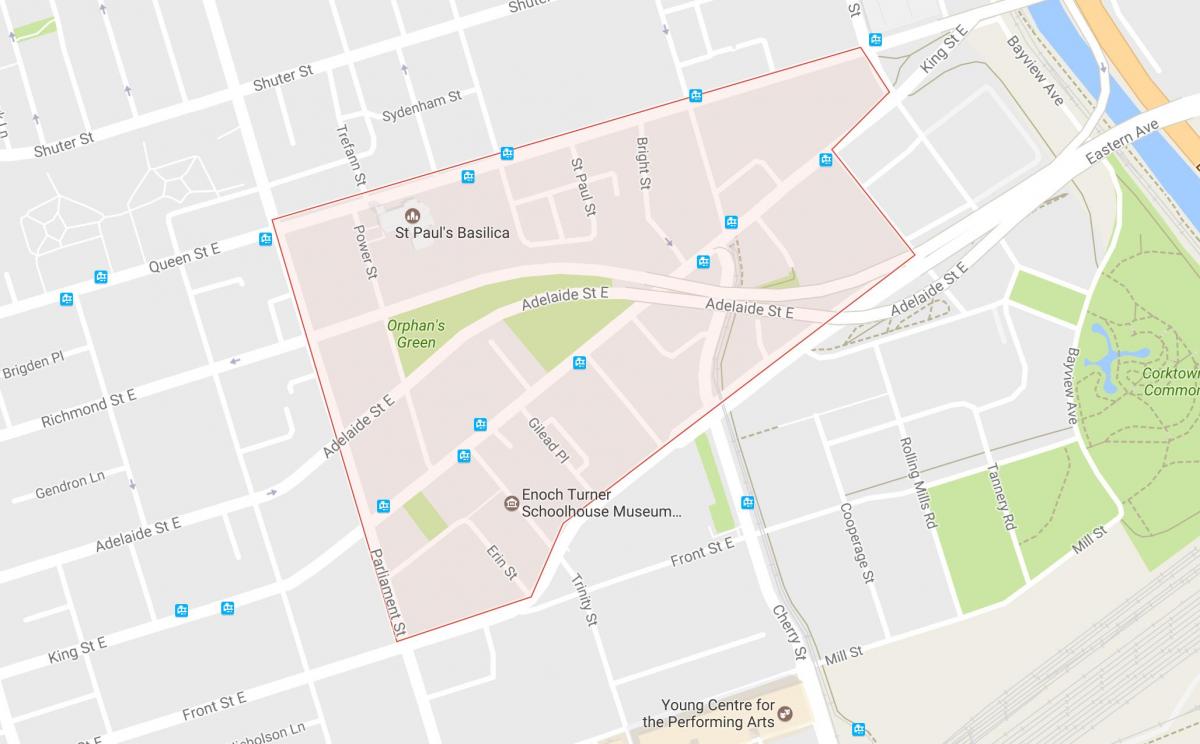 מפה של Corktown השכונה טורונטו