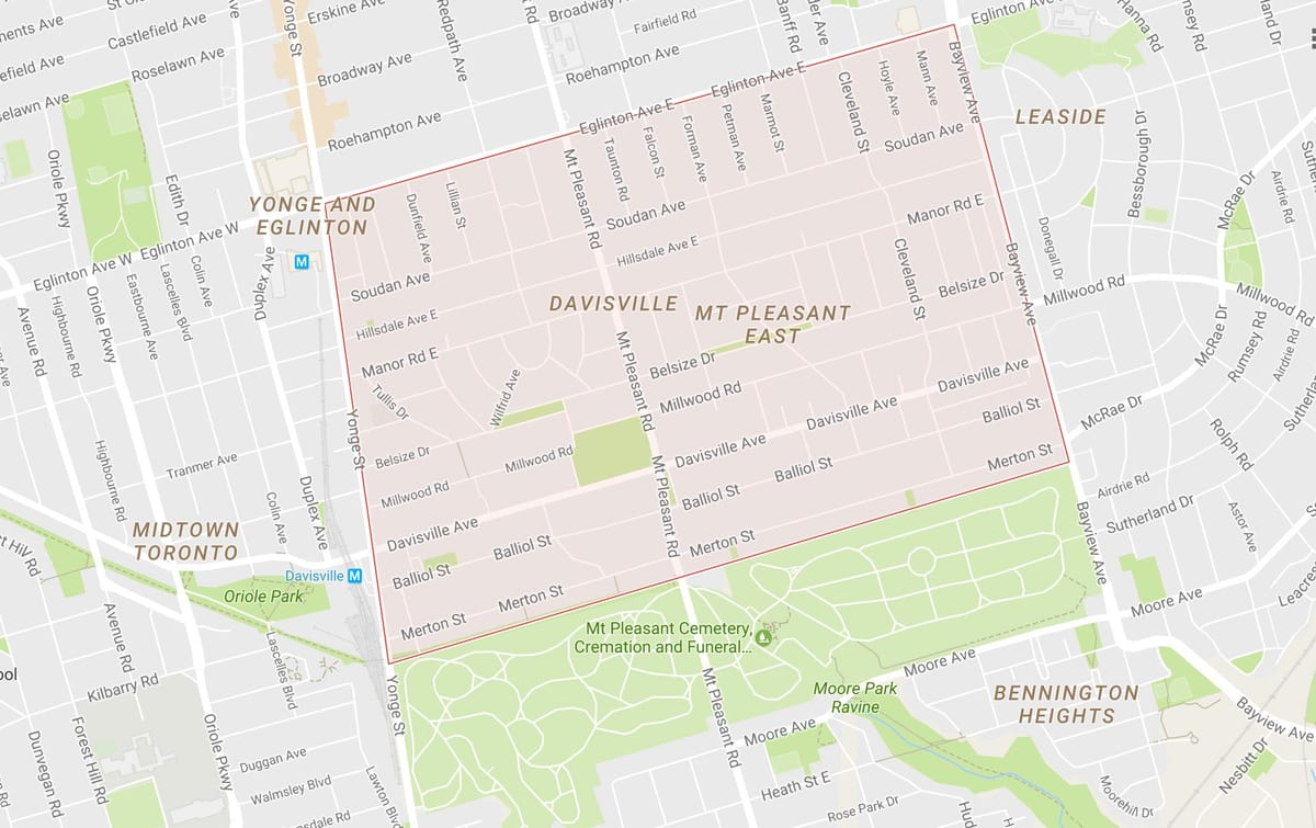 מפה של Davisville הכפר השכונה טורונטו