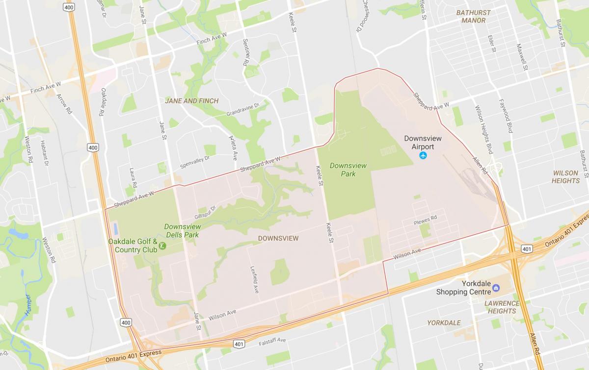 מפה של Downsview השכונה טורונטו