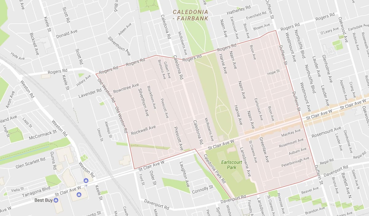 מפה של Earlscourt השכונה טורונטו