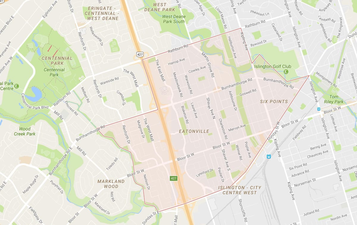 מפה של Eatonville השכונה טורונטו