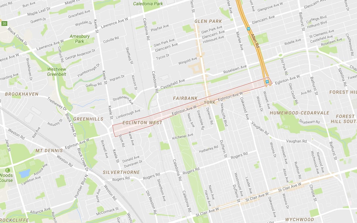 מפה של Eglinton מערב השכונה טורונטו