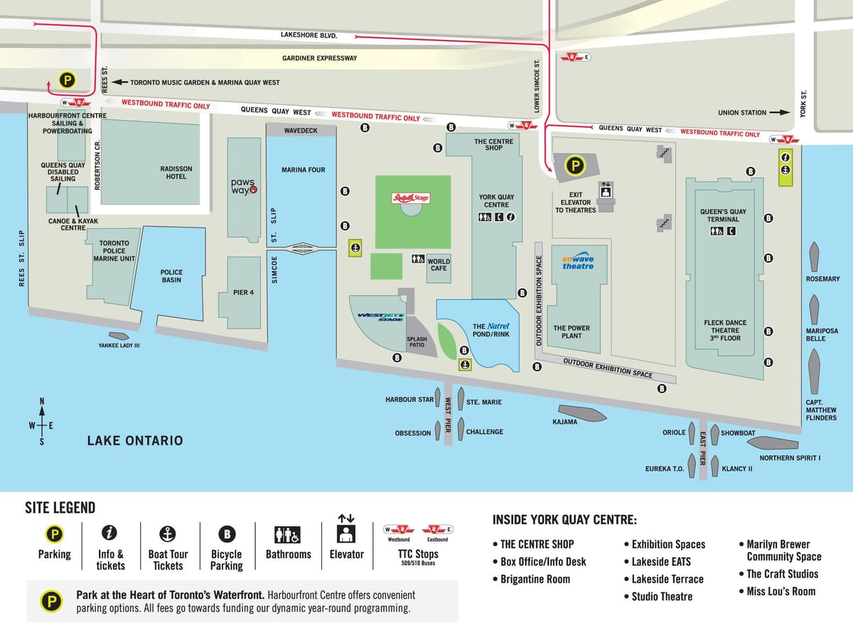 מפה של Harbourfront Centre טורונטו