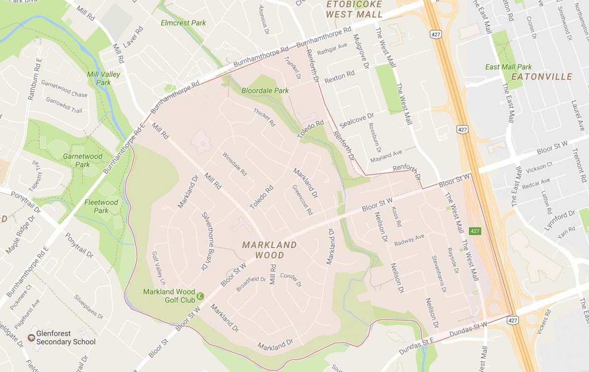 מפה של Markland עץ השכונה טורונטו