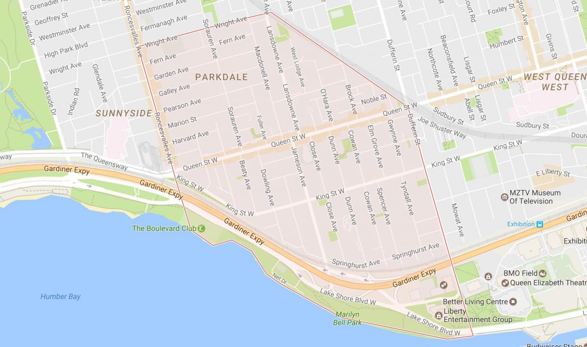 מפה של Parkdale השכונה טורונטו