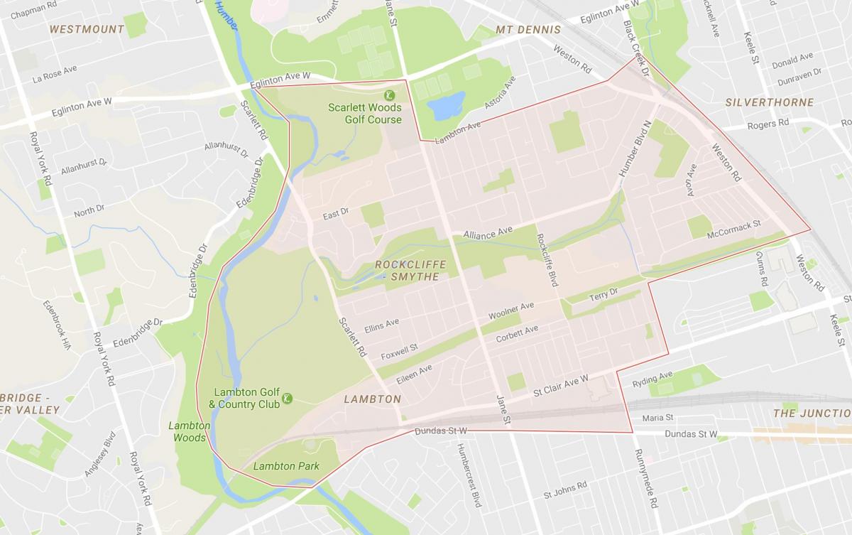 מפה של Rockcliffe–סמיית השכונה טורונטו