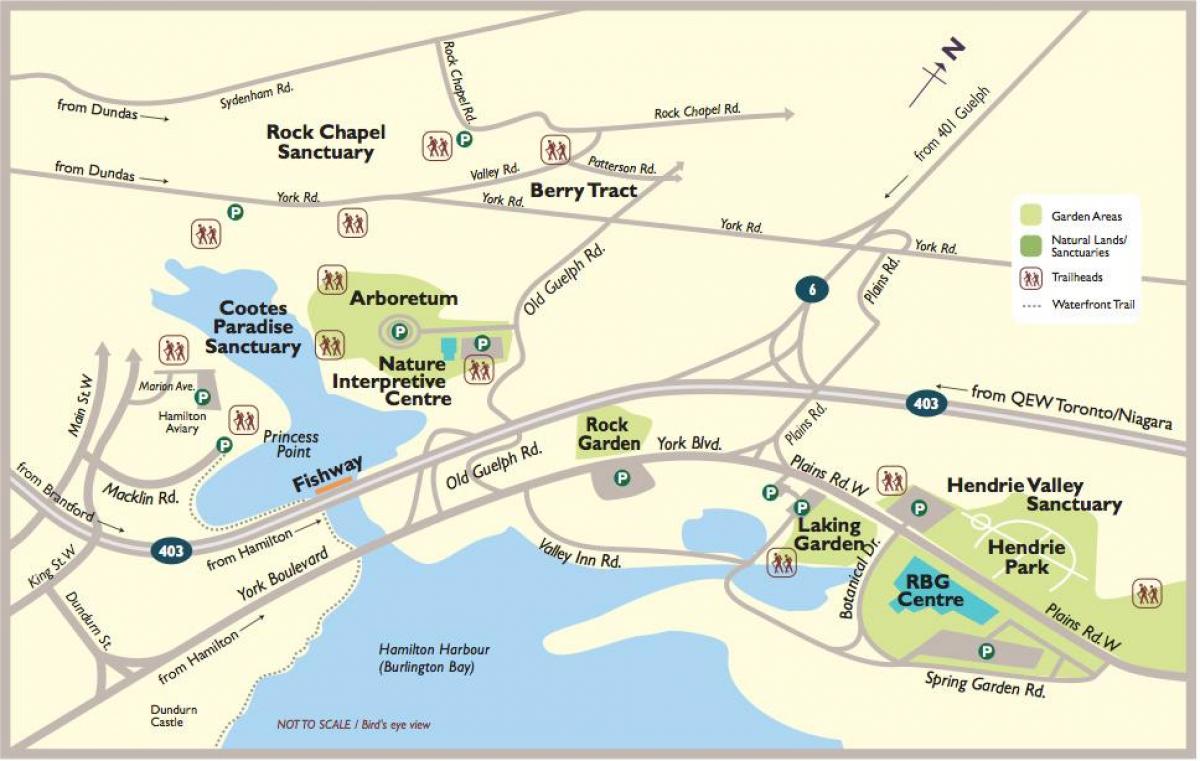 מפה של Royal botanical garden בטורונטו