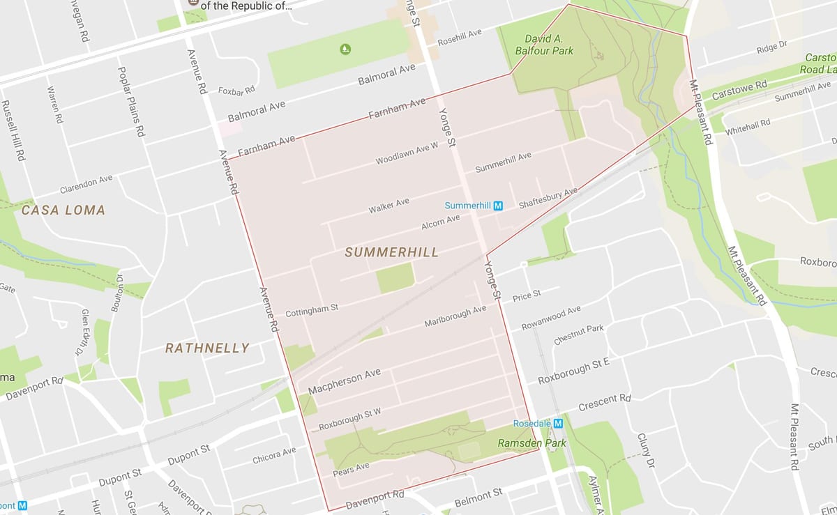 מפה של Summerhill השכונה טורונטו