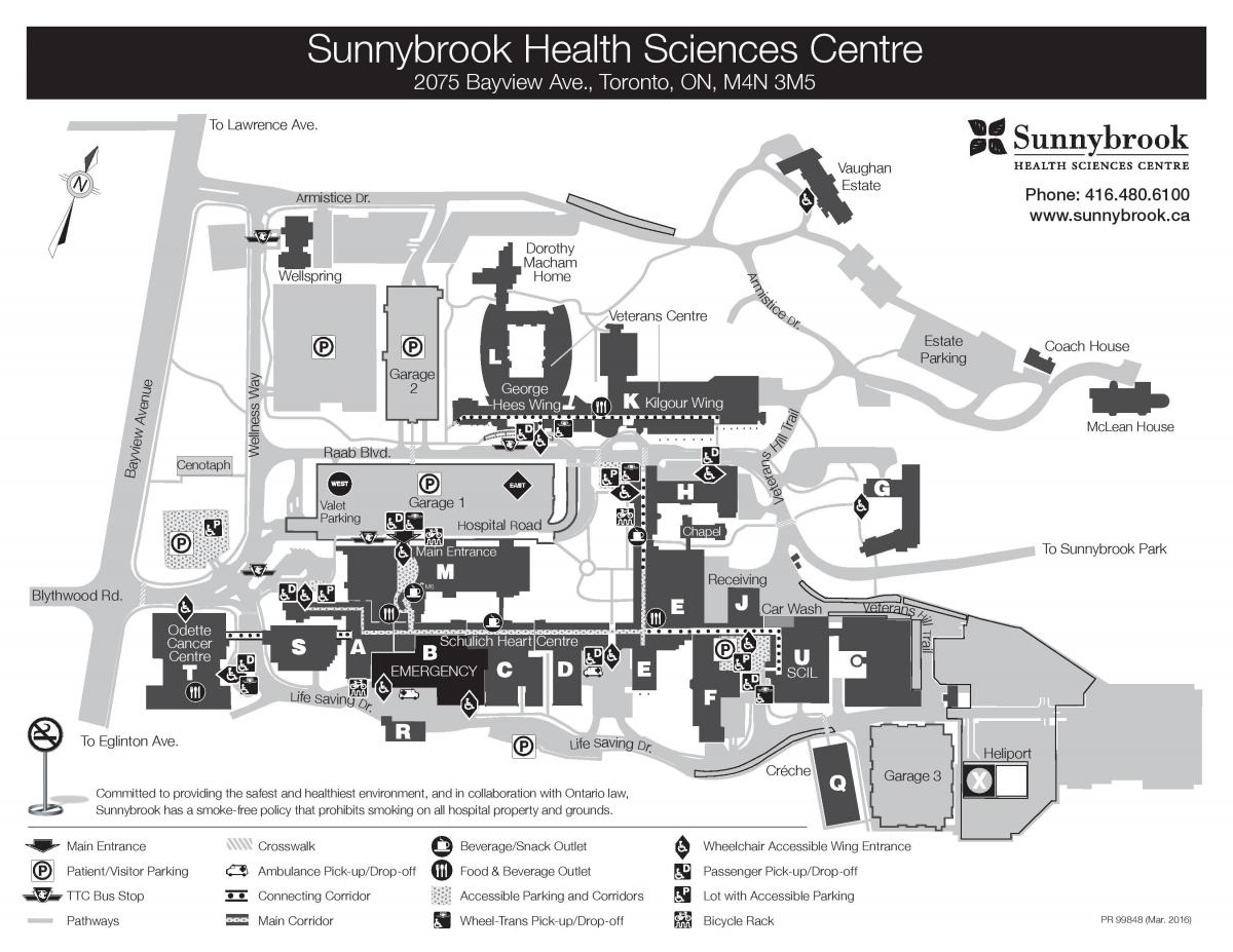 מפה של Sunnybrook מדעי הבריאות, מרכז SHSC