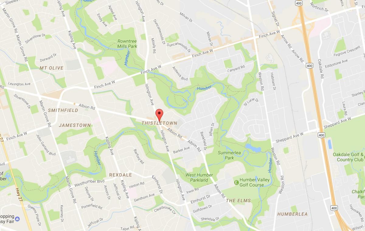 מפה של Thistletownneighbourhood השכונה טורונטו