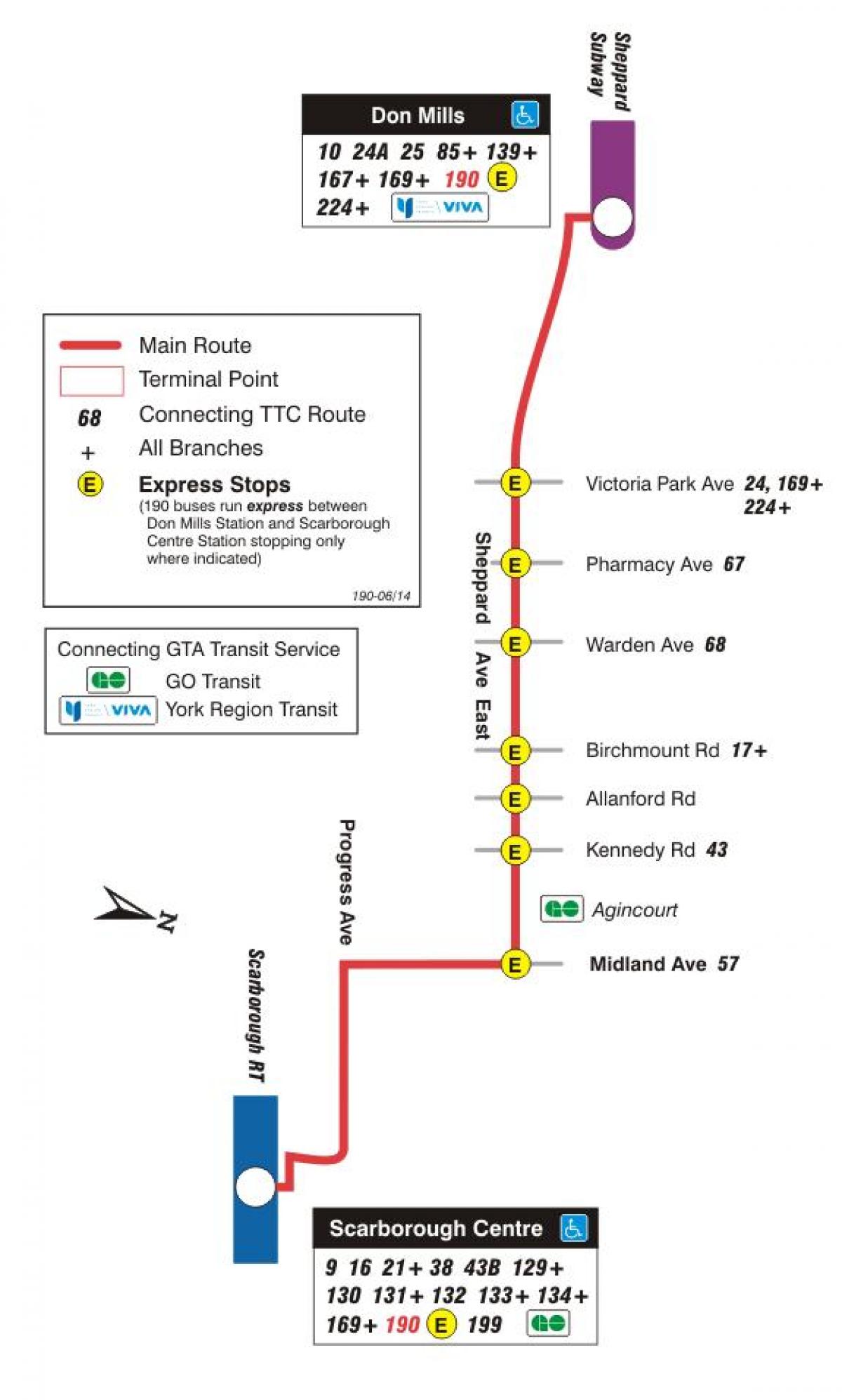 המפה של המכללה 190 סקרבורו מרכז רקטות מסלול האוטובוס טורונטו