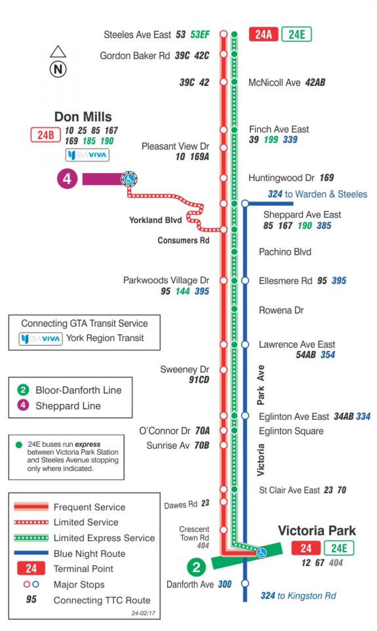 המפה של המכללה 24 פארק ויקטוריה מסלול האוטובוס טורונטו