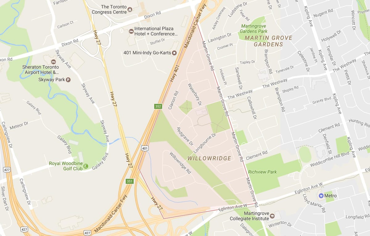 מפה של Willowridge השכונה טורונטו