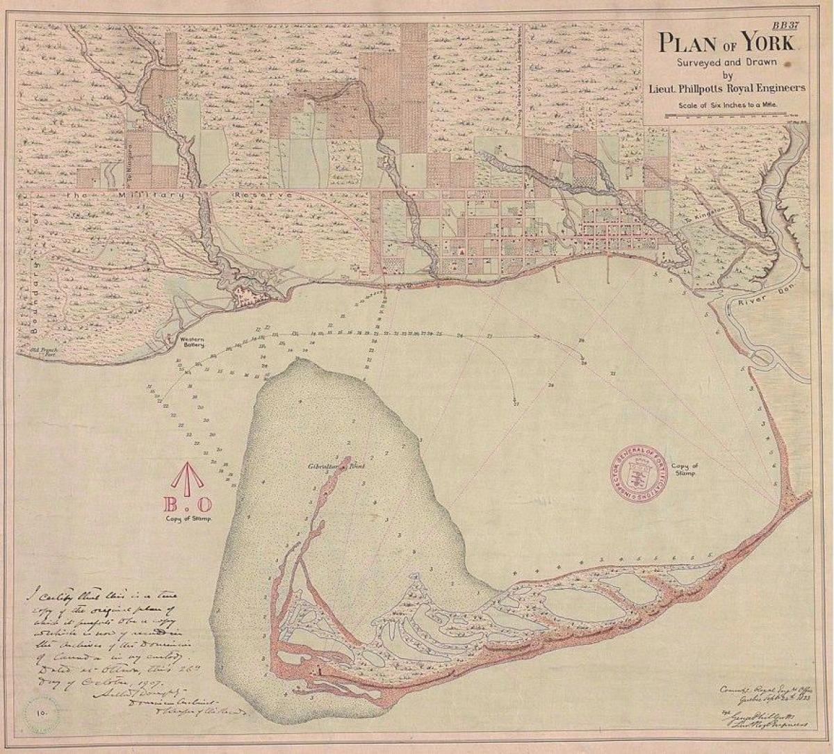 מפה של ארץ-יורק טורונטו 1787-1884