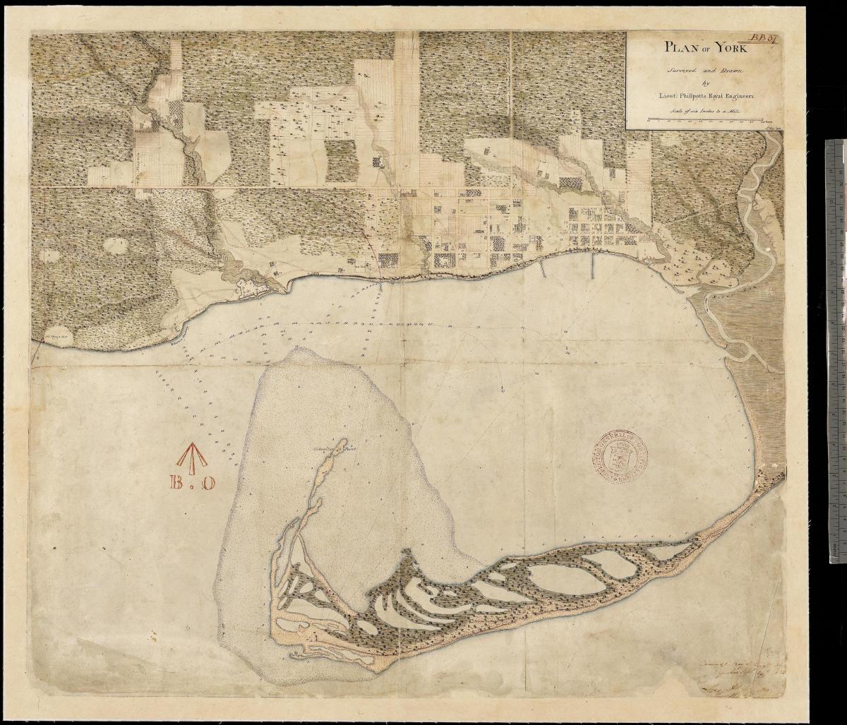 מפה של ארץ-יורק טורונטו הראשון של centure 1787-1884