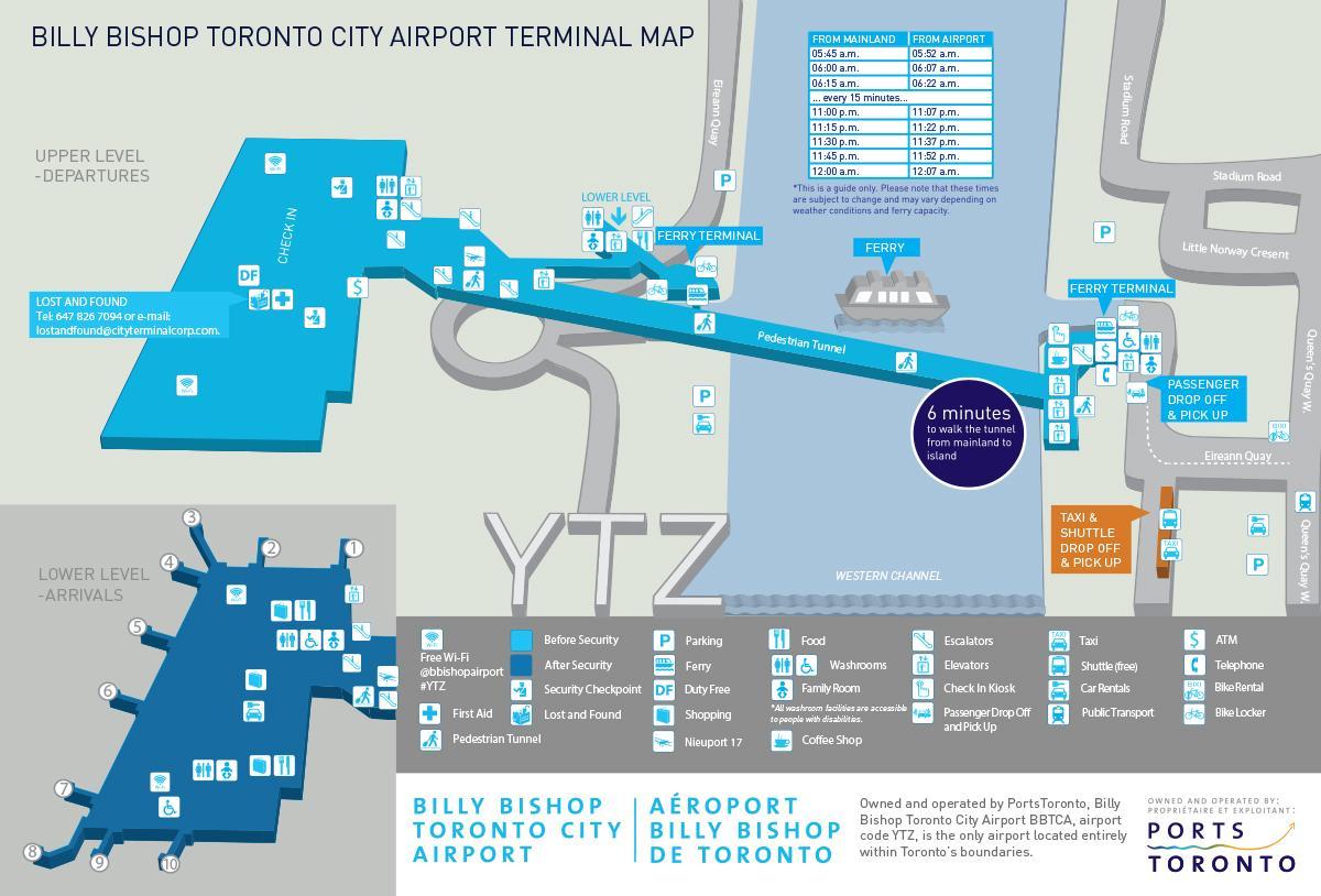 מפה של בילי בישופ טורונטו איירפורט סיטי