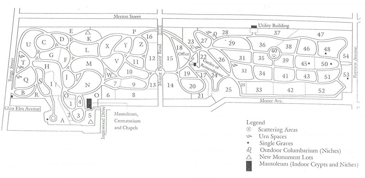 המפה של בית הקברות מאונט פלזנט