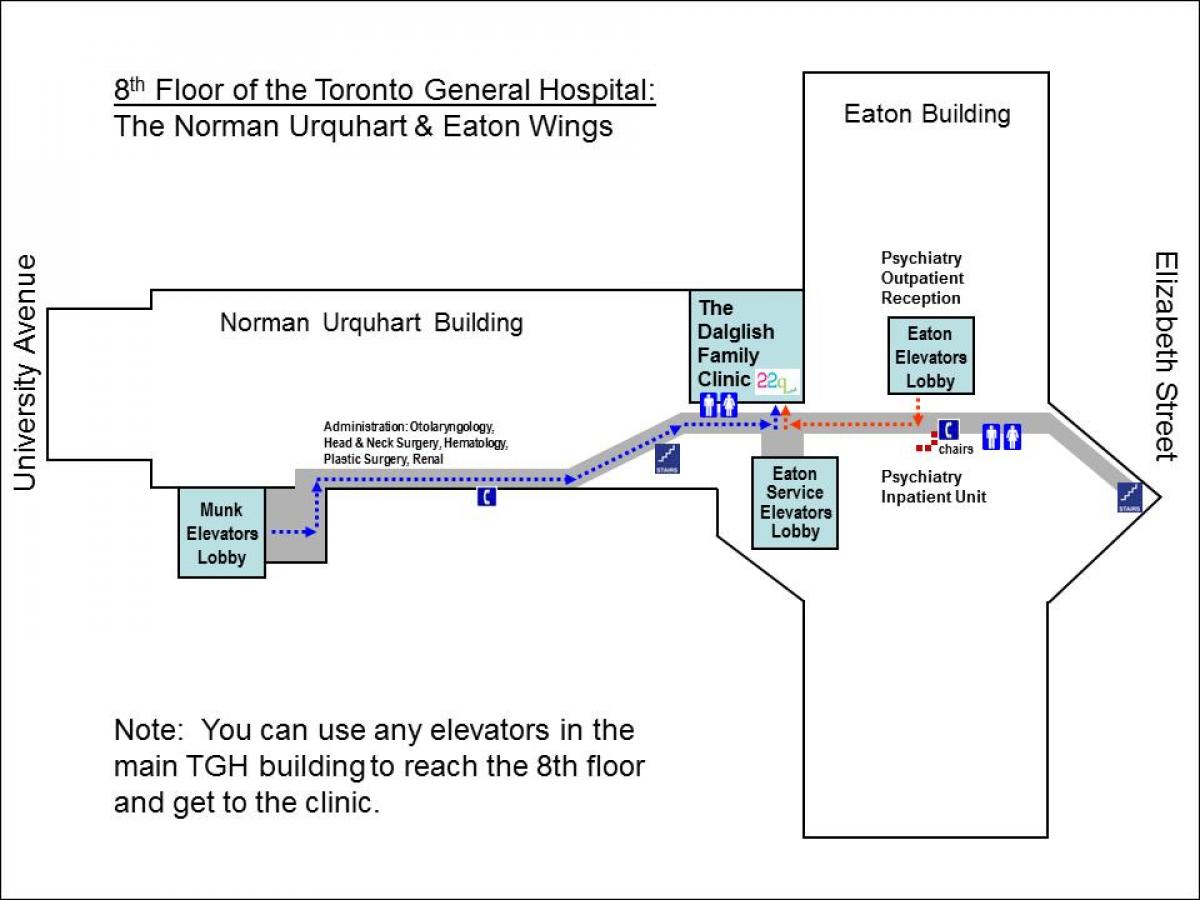מפה של בית חולים כללי ה 8 קומה טורונטו