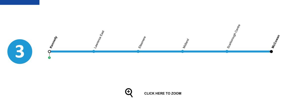 מפה של טורונטו קו הרכבת התחתית 3 סקרבורו RT