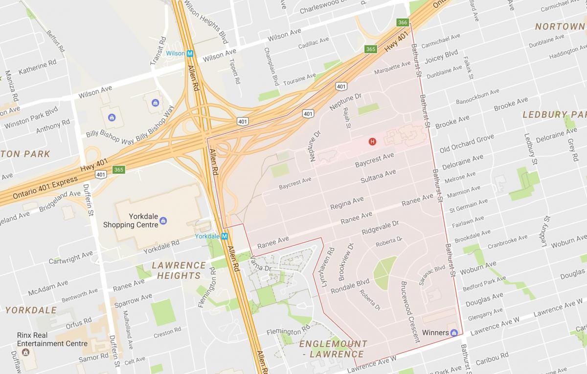 מפה של לורנס מנור השכונה טורונטו