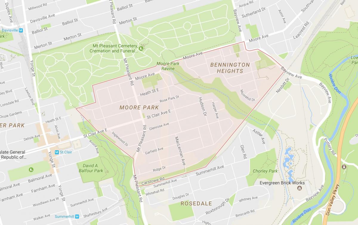 מפה של פארק מור השכונה טורונטו