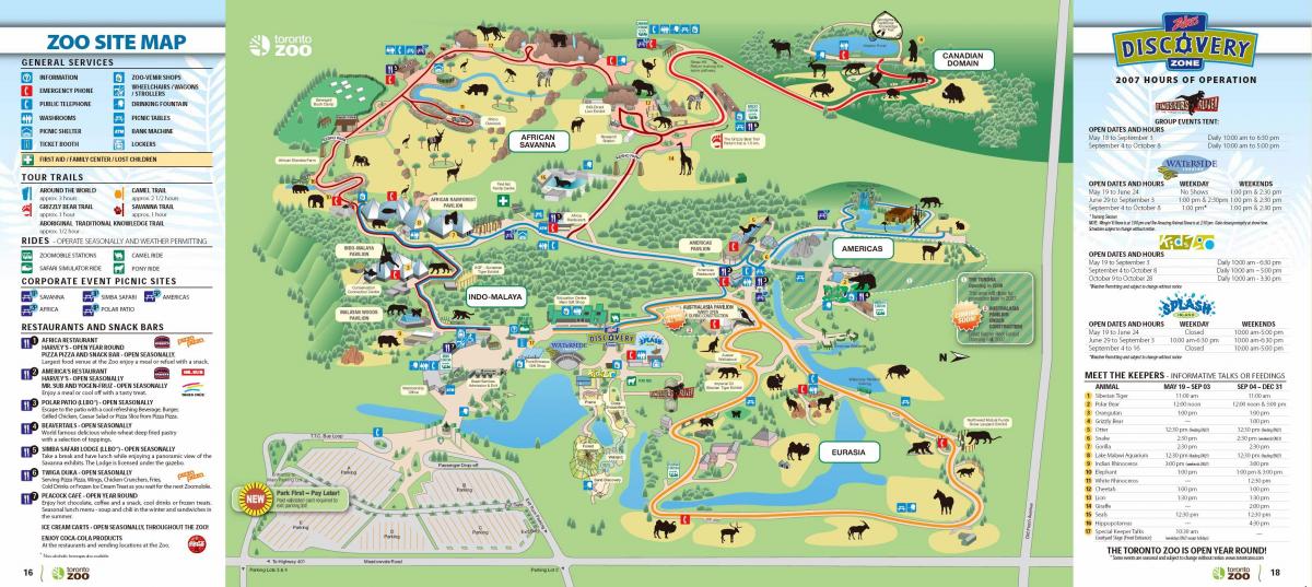 מפת גן החיות של טורונטו