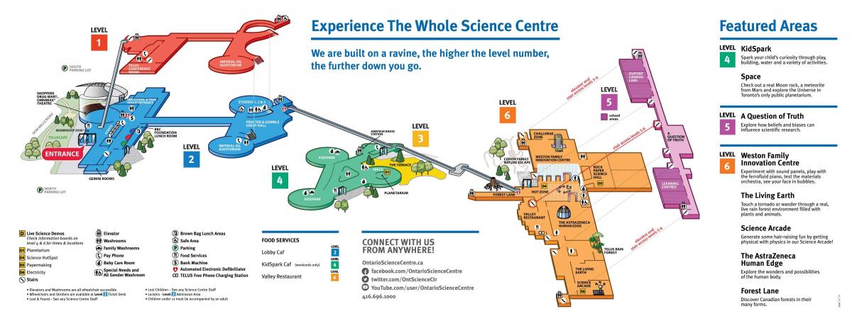 מפה של מרכז המדע של אונטריו