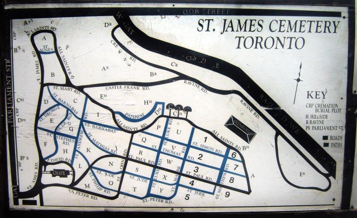 מפה של סנט ג ' יימס הקברות.
