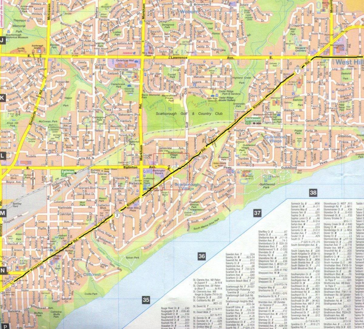 מפה של קינגסטון דרך טורונטו