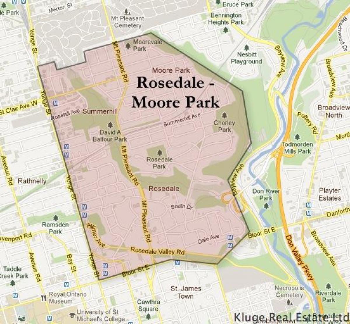 מפה של רוזדייל מור פארק בטורונטו