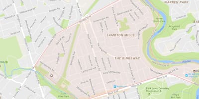 מפה של Kingsway השכונה טורונטו