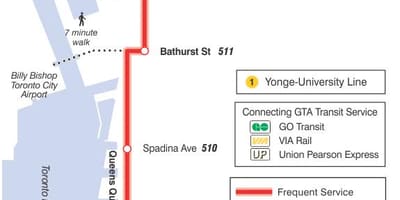מפה של קו חשמלית 509 Harbourfront