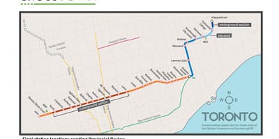 מפה של טורונטו התחתית קו 5 Eglinton