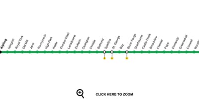 מפה של טורונטו קו רכבת תחתית 2 בלור-Danforth