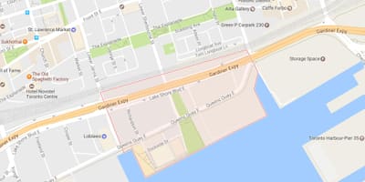 מפה של מזרח Bayfront השכונה טורונטו