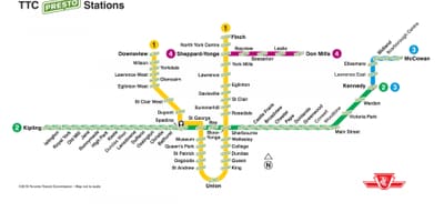 מפה של פרסטו תחנות TTC