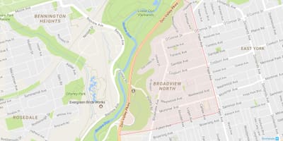 מפה של Broadview בצפון השכונה טורונטו