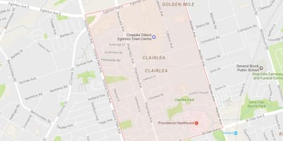 מפה של Clairlea השכונה טורונטו