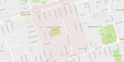מפה של Dovercourt פארק השכונה טורונטו