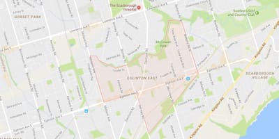 מפה של Eglinton East השכונה טורונטו