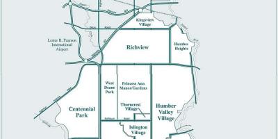 מפה של Etobicoke השכונה טורונטו