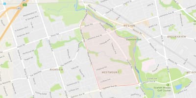 מפה של Humber הייטס – Westmount השכונה טורונטו
