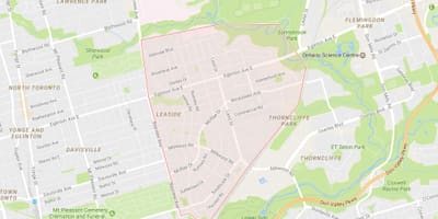 מפה של Leaside השכונה טורונטו
