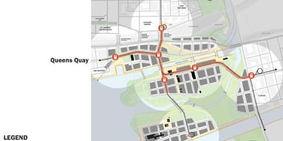מפה של Projets מזרח-החוף המזרחי Bayfront טורונטו