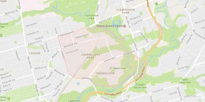 מפה של Thorncliffe פארק השכונה טורונטו