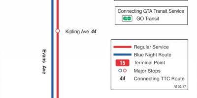 המפה של המכללה 15 אוונס מסלול האוטובוס טורונטו