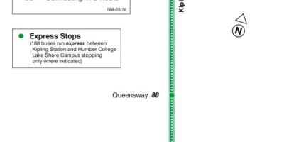 המפה של המכללה 188 קיפלינג דרום טילים מסלול האוטובוס טורונטו